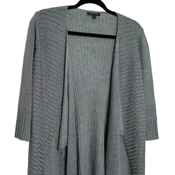 Eileen Fisher Gray Casual Linen & Silk Gray Knit Cardigan Size Petite Medium - Picture 2 of 9